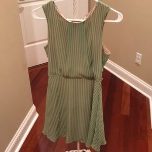 Green & Tan Striped Dress